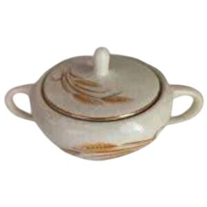 Homer Laughlin Golden Wheat Sugar Bowl with Lid Wheat Stalk Design 24K Gold Trim